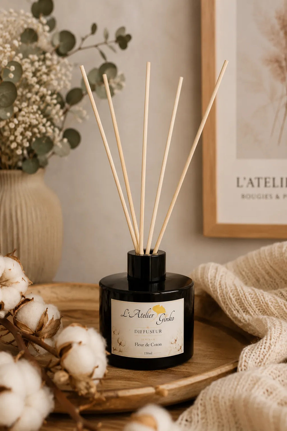 Photo lifestyle diffuseur de parfum céramique fondant artisanal – L'Atelier Ginko Moselle