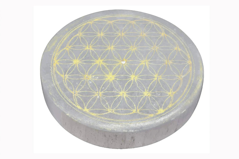 Porte-encens Sélénite Fleur de Vie accessoire zen purification – L'Atelier Ginko